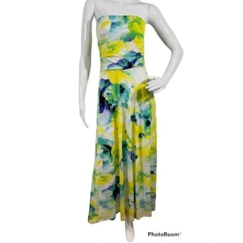 The Limited Strapless Maxi Dress Watercolor Floral